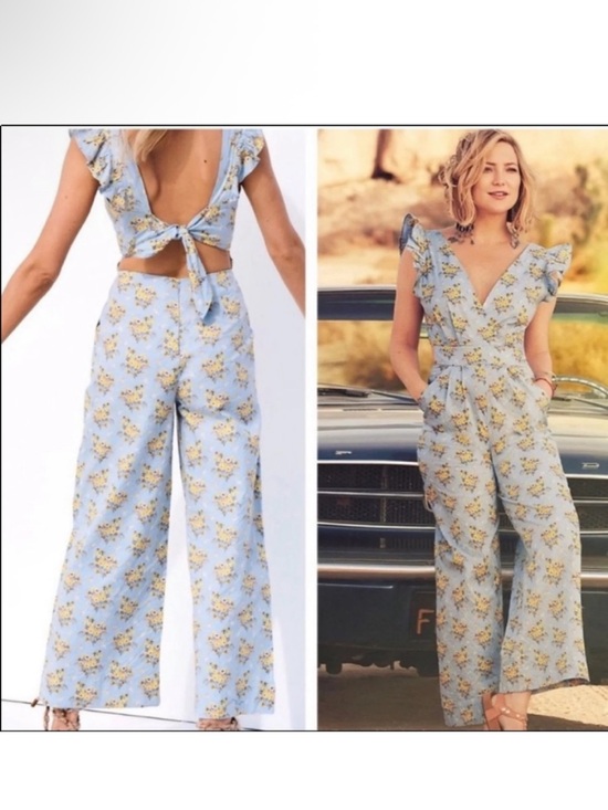 Happy x Nature Pants - Happy x Nature 🌻by Kate Hudson Ruffle Jumpsuit Sz 0